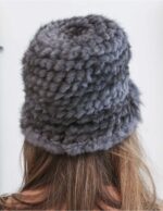 bowler style hat knitted mink Dark gray - Image 3