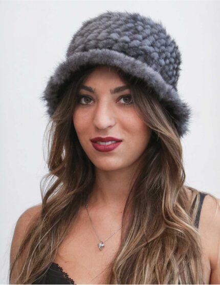 Cappello stile bombetta Visone tricot Dark grey