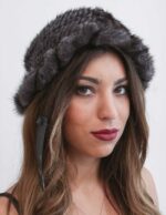 Cappello morbido inglesina con decorazione a rosa Visone tricot zaffiro