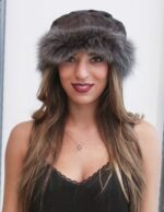 cappello di volpe grigia con montone