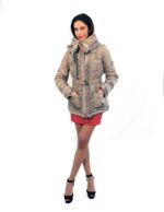 PIUMINO GIACCONE BEIGE INSERTI VERNICE COLLO AMPIO REGOLABILE NASTRO CINTURA 46