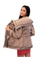 PIUMINO GIACCONE BEIGE INSERTI VERNICE COLLO AMPIO REGOLABILE NASTRO CINTURA 46