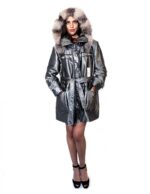 PIUMINO GIACCONE CON CAPPUCCIO STACCABILE BORDATO VOLPE CON CINTURA ZIP E BOTTONI 51