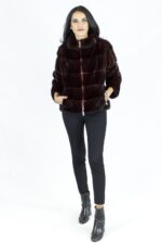 42 Giacca scarlet Pelliccia visone collo cratere vison норка fur mink Nerzpelzes fourrure