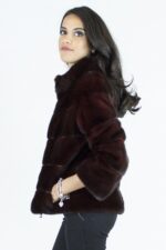 42 Giacca scarlet Pelliccia visone collo cratere vison норка fur mink Nerzpelzes fourrure