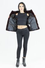 42 Giacca scarlet Pelliccia visone collo cratere vison норка fur mink Nerzpelzes fourrure