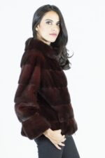42 Giacca scarlet Pelliccia visone collo cratere vison норка fur mink Nerzpelzes fourrure
