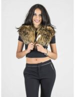 Neck in faded gold and brown with tips Pelzkragen col fourrure collo pelliccia - Image 3