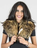 Neck in faded gold and brown with tips Pelzkragen col fourrure collo pelliccia - Image 4