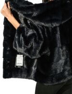 44 WOMEN'S JACKET MINK BLUE INFINITY HORIZONTAL MOD HOOD AND CAPE COULISSE - Image 5