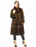46 Cappotto orizzontale visone scanbrown lungo esclusivo fur mink pelz nerz норка fourrure vison