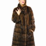 46 Cappotto orizzontale visone scanbrown lungo esclusivo fur mink pelz nerz норка fourrure vison