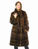 46 Cappotto orizzontale visone scanbrown lungo esclusivo fur mink pelz nerz норка fourrure vison