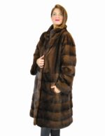 46 Cappotto orizzontale visone scanbrown lungo esclusivo fur mink pelz nerz норка fourrure vison