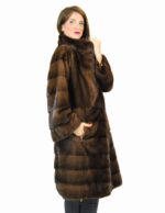 46 Cappotto orizzontale visone scanbrown lungo esclusivo fur mink pelz nerz норка fourrure vison