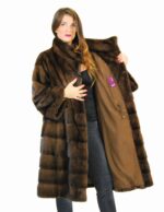 46 Cappotto orizzontale visone scanbrown lungo esclusivo fur mink pelz nerz норка fourrure vison