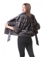 MINK FUR JACKET WITH WORKING WOMAN IN GRAY HORIZONTAL BLUE IRIS - Image 7