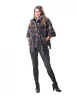 MINK FUR JACKET WITH WORKING WOMAN IN GRAY HORIZONTAL BLUE IRIS - Image 5