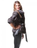 MINK FUR JACKET WITH WORKING WOMAN IN GRAY HORIZONTAL BLUE IRIS - Image 4