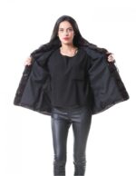 PELLICCIA GIACCA VISONE DONNA IN GRIGIO DARK GREY A PELLE INTERE ORIZZONTALE