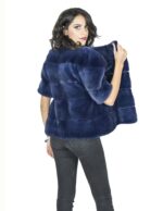 Blaue Nerz Pelzweste Jacke 42 fourrure vison 水貂皮草 fur mink Pelliccia visone mex hopka – Bild 6