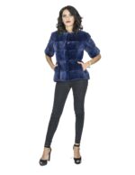 Blaue Nerz Pelzweste Jacke 42 fourrure vison 水貂皮草 fur mink Pelliccia visone mex hopka – Bild 5