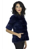 Blaue Nerz Pelzweste Jacke 42 fourrure vison 水貂皮草 fur mink Pelliccia visone mex hopka – Bild 4