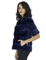 Blaue Nerz Pelzweste Jacke 42 fourrure vison 水貂皮草 fur mink Pelliccia visone mex hopka – Bild 3