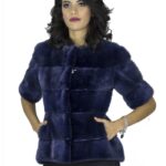 Giacca pelliccia visone blu smanicato 42 fourrure vison 水貂皮草 fur mink Pelz Nerz mex hopka