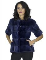 Giacca pelliccia visone blu smanicato 42 fourrure vison 水貂皮草 fur mink Pelz Nerz mex hopka