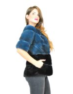 42 Blaue Jacke Nerzmantel doppelte Farbe kurze Ärmel fourrure vison 水貂皮草 fur mink Pelliccia visone mex hopka – Bild 4