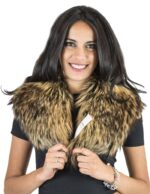 Collo in volpe sfumato oro e marrone con punte Pelzkragen col fourrure fur collar