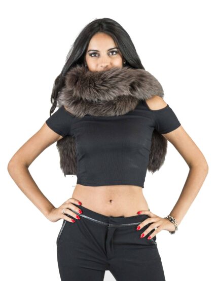 Collo boa in volpe marrone sfumato lungo 185 cm code Pelzkragen col fourrure fur collar
