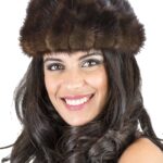 Cappello in pelliccia di visone demi mogano petali piccolo 毛皮 fourrure fur hat mex pelz