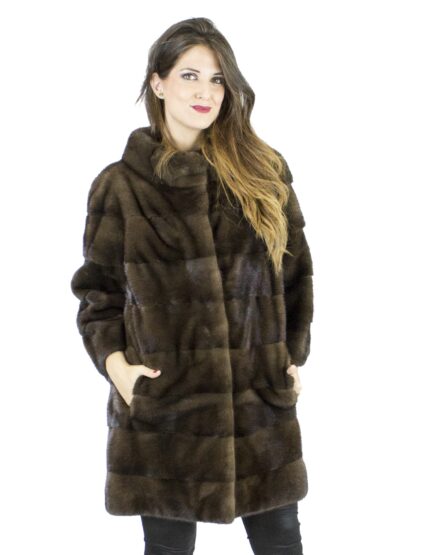 Pelliccia visone 48-50 brown star light cappotto sagafurs vison норка fur mink Nerzpelzes fourrure