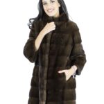 Pelliccia visone 44-46 mogano cappotto sagafurs vison норка fur mink Nerzpelzes fourrure