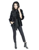 Mink Fur 46-48 cypress belt jacket hood vison норка pelliccia visone Nerzpelzes fourrure - Image 5