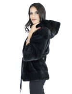 Mink Fur 46-48 cypress belt jacket hood vison норка pelliccia visone Nerzpelzes fourrure - Image 3