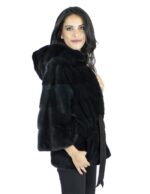 Mink Fur 46-48 cypress belt jacket hood vison норка pelliccia visone Nerzpelzes fourrure - Image 4