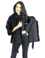 Mink Fur 46-48 cypress belt jacket hood vison норка pelliccia visone Nerzpelzes fourrure - Image 7