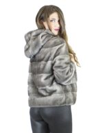 Mink Fur 46 blue iris jacket hood vison норка pelliccia visone Nerzpelzes fourrure - Image 3