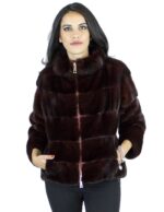 42 Giacca scarlet Pelliccia visone collo cratere vison норка fur mink Nerzpelzes fourrure