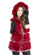 Fleece jacket red cap hats size 44 fourrure renard pelliccia volpe лисицы Fuchspelz