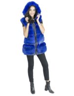 Gilet volpe bluette cappuccio taglia 48 fourrure renard fox fur лисицы Fuchspelz