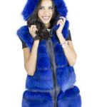 Gilet volpe bluette cappuccio taglia 48 fourrure renard fox fur лисицы Fuchspelz