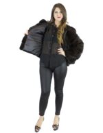 Giacca Pelliccia visone chocolate cappuccio 42 ganci manica 3/4 Nerzpelzes fourrure vison