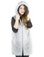 Gilet zaffiro Pelliccia visone 42-44 cappuccio fur mink норка Nerzpelzes fourrure vison