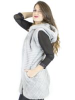 Vest Saphir Nerzpelzes Haube 42-44 fur mink норка pelliccia visone fourrure vison – Bild 3