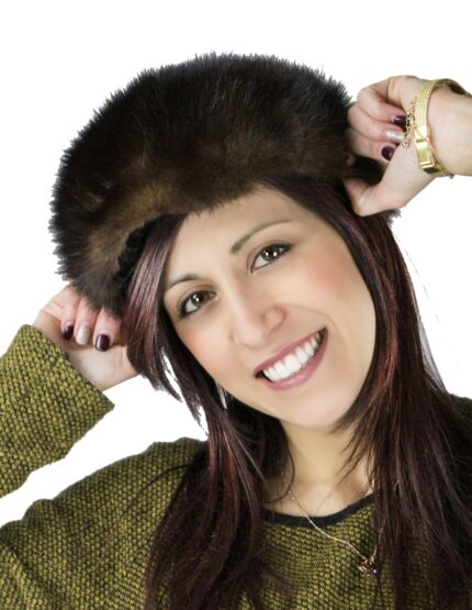 Cappello piccolo slim in pelliccia di visone demi fodera in velluto 毛皮 fourrure fur mex pelz