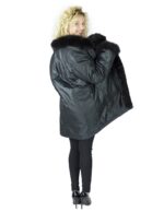 Black down jacket with fox collar and cuffs murmasky comfortable 50 pelliccia mex pelz fourrure 毛皮 - Image 5